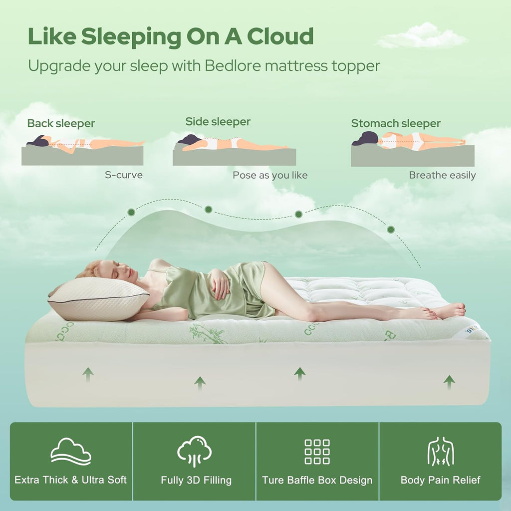✨ Thicken Bedding Fitted Sheet, Fluffy Pillow Top Pad,Cooling Comfortable Mattress Cover