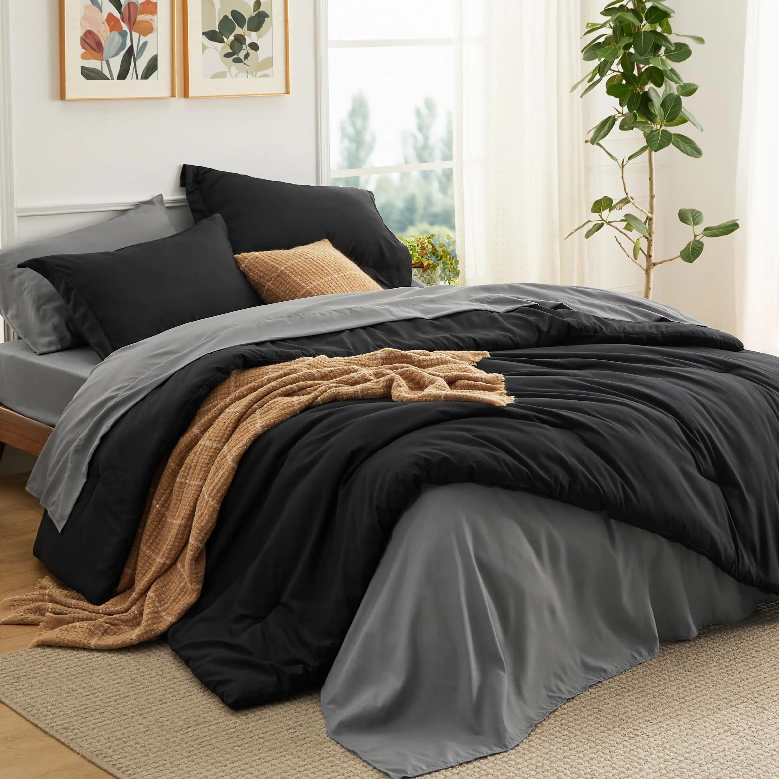 7PCS King Size Pintuck Comforter Set | Bedsure Cloud Soft Hotel Quality All Season Bedding