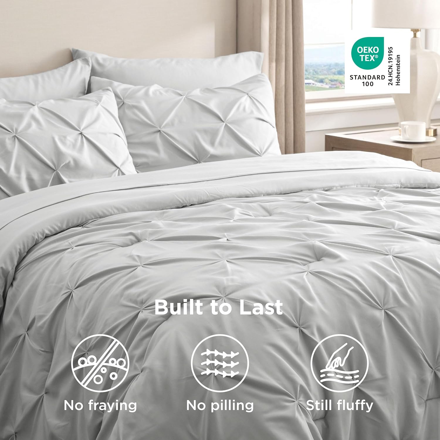 7PCS King Size Pintuck Comforter Set | Bedsure Cloud Soft Hotel Quality All Season Bedding